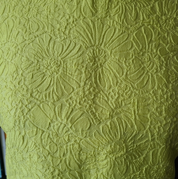 [NWT] Neon Yellow-green Floral Jacquard Mini dress - Picture 4 of 6